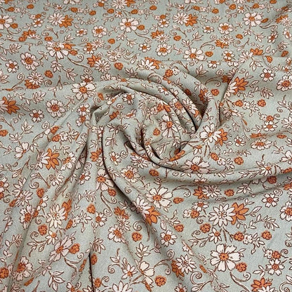 Rayon Challis Crinkled Woven Print Fabric By The Yard Small Mini Summer  Floral Print