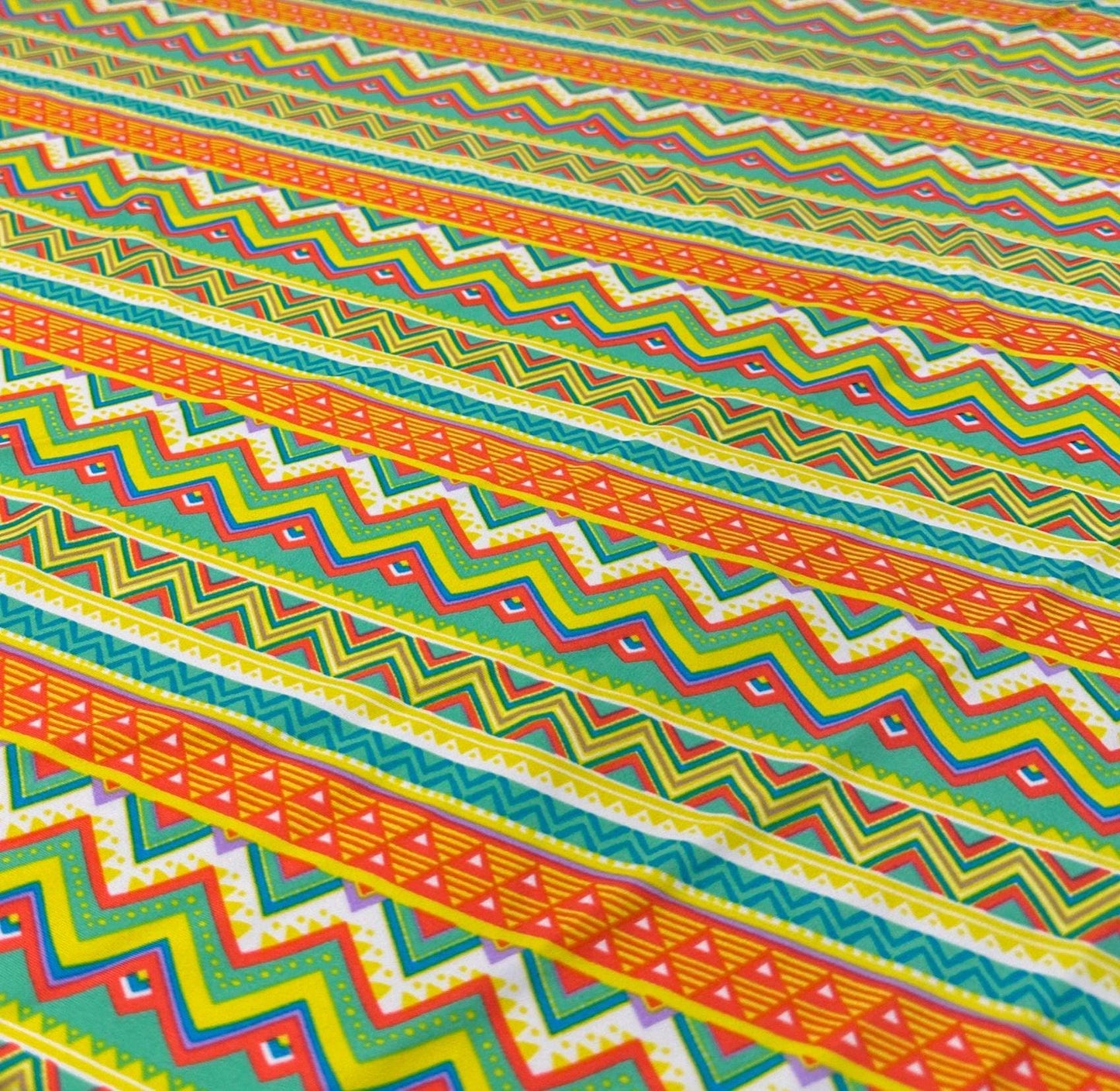 4 Way Stretch Print Nylon Spandex Fabric By The Yard Tricot Swim Wear Bikini Active Wear Multi Color Stripe Geometric Lime
