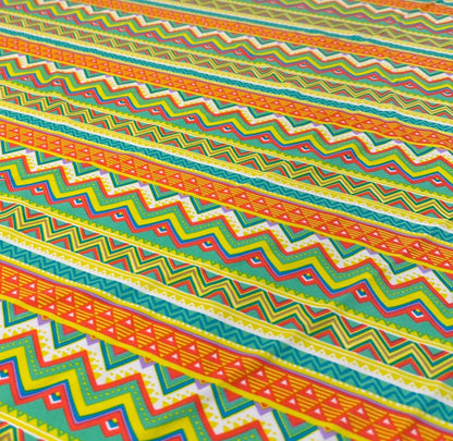 4 Way Stretch Print Nylon Spandex Fabric By The Yard Tricot Swim Wear Bikini Active Wear Multi Color Stripe Geometric Lime