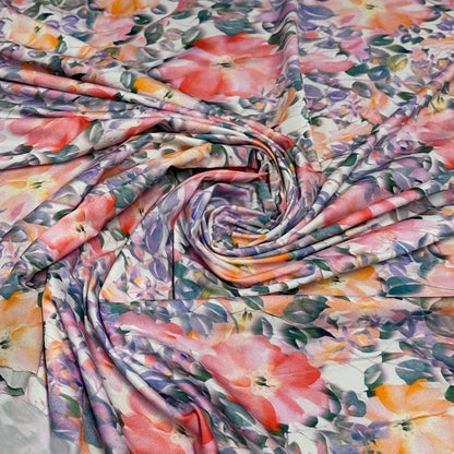 4 Way Stretch Print Nylon Spandex Fabric By The Yard Tricot SwimWear Bikini Active Wear Multi color MiniTropical Flower Floral Print 280 GSM