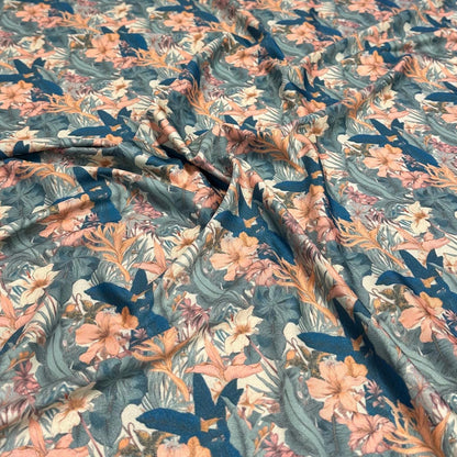 4 Way Stretch Print Spandex Fabric By The Yard Tricot Swim Wear Bikini Tropical  Floral Jungle Leaves Leaf