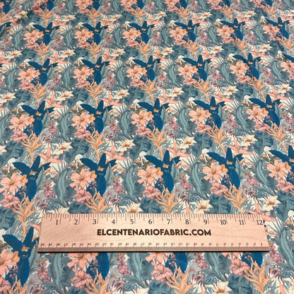 4 Way Stretch Print Spandex Fabric By The Yard Tricot Swim Wear Bikini Tropical  Floral Jungle Leaves Leaf
