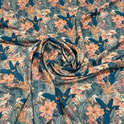 4 Way Stretch Print Spandex Fabric By The Yard Tricot Swim Wear Bikini Tropical  Floral Jungle Leaves Leaf