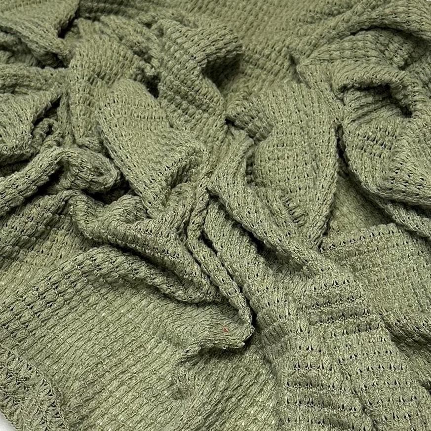 Open Weave Chunky Waffle Sweater Knit Fabric By The Yard | 250GSM Pastel #1