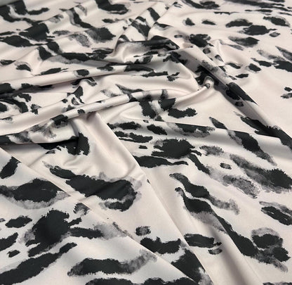 4 Way Stretch Print Nylon Spandex Fabric By The Yard Tricot Swim Wear Bikini Active Wear Tie Dye Animal Print Cream Black Print