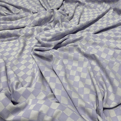 4 Way Stretch Print Nylon Spandex Fabric By The Yard Swim Wear Bikini Active Wear Lavender Checkered Speed Check