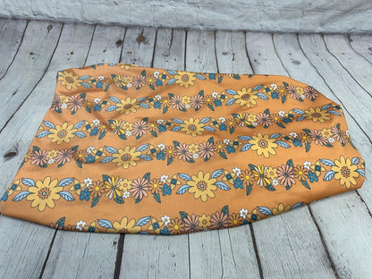 4 Way Stretch Print Nylon Spandex Fabric By The Yard Tricot Swim Wear Bikini Active Wear Boho Abstract Floral 70s Retro Vintage Rust 280 GSM