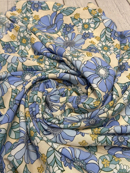 Rayon Challis Woven Print Fabric By The Yard Dusty Vinatge Paisley Rose Flower Geometric Summer Boho Ditsy Floral Print