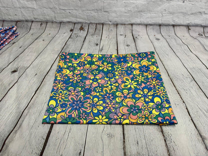 4 Way Stretch Print Nylon Spandex Fabric By The Yard Tricot SwimWear Bikini Active Wear Multi Color Floral Flower Vintage  280 GSM