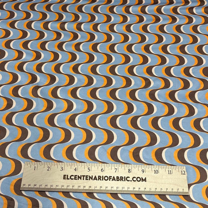 DBP Double Brushed Poly Spandex DTY Print Retro Wave Hazy Swirl 70s 80s Boho Print By The Yard