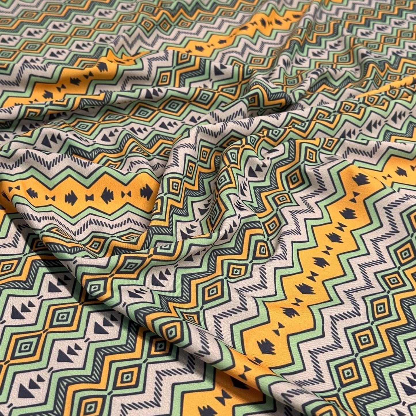 4 Way Stretch Assorted Print Nylon Spandex Fabric By The Yard Tricot Swim Wear Bikini Active Green Abstract Geometric Shapes 240 GSM