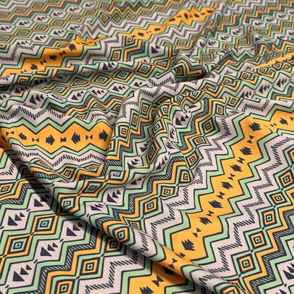4 Way Stretch Assorted Print Nylon Spandex Fabric By The Yard Tricot Swim Wear Bikini Active Green Abstract Geometric Shapes 240 GSM