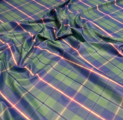 4 Way Stretch Assorted Print Nylon Spandex Fabric By The Yard Tricot Swim Wear Bikini Activewear Swim Green Blue Print Plaid Print