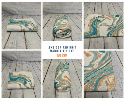 DBP 8x2 Rib Knit Marble Tie Dye Double Brushed Polyester Fabric By The Yard