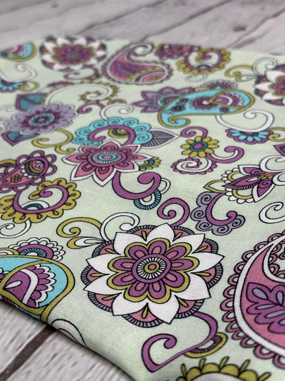 Rayon Challis Woven Print Fabric By The Yard Dusty Vinatge Paisley Flower Geometric Summer Boho Ditsy Floral Print