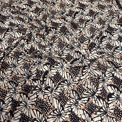 4 Way Stretch Print Nylon Spandex Fabric By The Yard Tricot Swim Wear Bikini Active Wear  Abstract Geometric Shapes Rustic Khaki Black