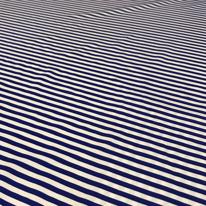 4 Way Stretch Print Nylon Spandex Fabric By The Yard Tricot Swim Wear Bikini Active Wear 1/4 Inch Classic Stripe Royal Blue White