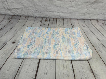 4 Way Stretch Print Spandex Fabric By The Yard Tricot Swim Wear Bikini Pastel Multi Mini Hazy Wave Water 280 GSM