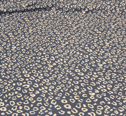 DBP 4x2 Rib Knit Mini Animal Double Brushed Polyester Spandex Vintage Leopard Cheetah Monotone Denim Fabric By The Yard