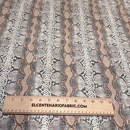 4 Way Stretch Print Nylon Spandex Fabric By The Yard Tricot Swim Wear Bikini Active Wear Snake Skin Reptile Anaconda Beige Tan Black