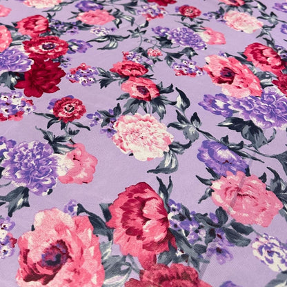 Polyester Chiffon Woven Print Fabric By The Yard Lavender Rose Flower Summer  Floral Print Summer Flowy Dress