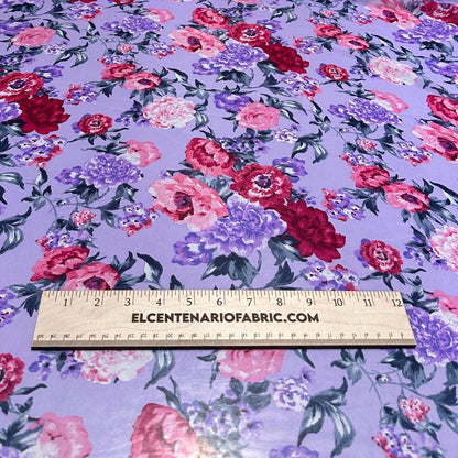 Polyester Chiffon Woven Print Fabric By The Yard Lavender Rose Flower Summer  Floral Print Summer Flowy Dress