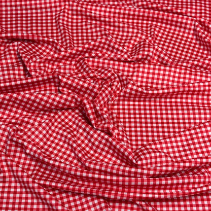 DBP Double Brushed Poly Spandex Gingham Pring Small Checkered Print By The Yard Red