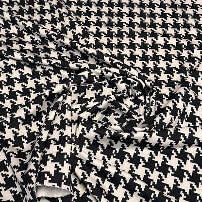 4 Way Stretch Print Nylon Spandex Fabric By The Yard Tricot Swim Wear Bikini Active Wear White Black Houndstooth Print