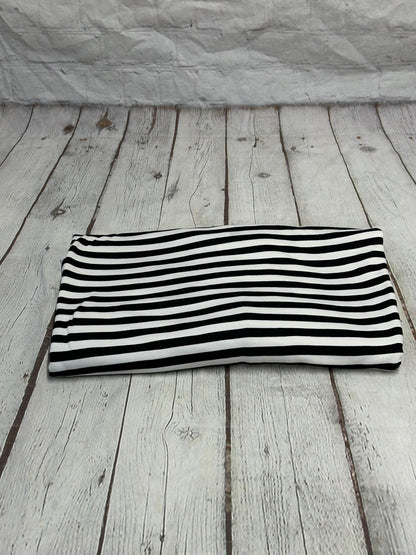 DBP Double Brushed Poly Spandex Print Black White 1/4 Inch Vertical Stripe Quarter Inch Print By The Yard