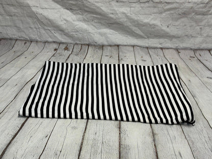 DBP Double Brushed Poly Spandex Print Black White 1/4 Inch Vertical Stripe Quarter Inch Print By The Yard