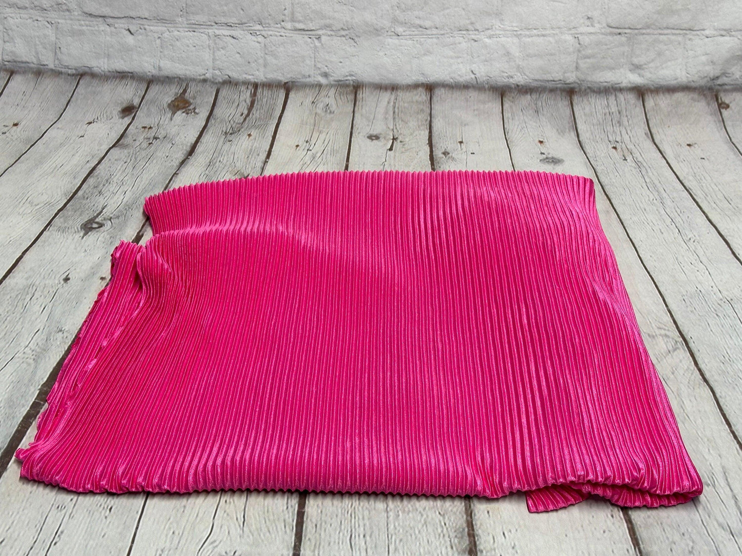 New Item! Polyester Crinkled Accordion Pleaded Hot Pink Polyester Fabric By the Yard