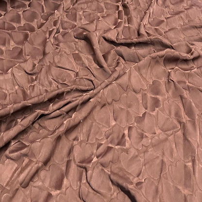 4 Way Stretch Print Nylon Spandex Fabric By The Yard Tricot Swim Wear Bikini Active Wear Embossed Heart Texture Eyelet Brown