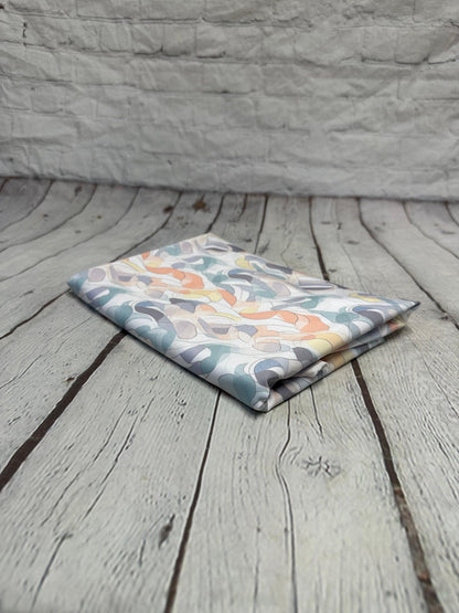 4 Way Stretch Print Spandex Fabric By The Yard Tricot Swim Wear Bikini Pastel Sage Coral Hazy Wave Water 280 GSM
