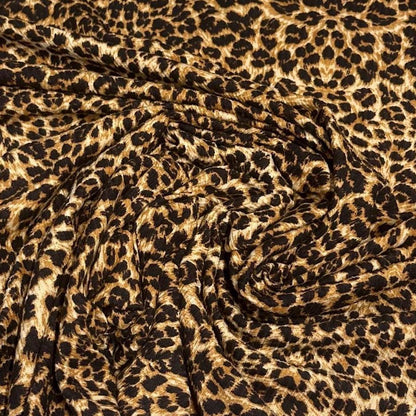 DBP 4x2 Rib Knit Double Brushed Animal Print Leopard Cheetah Polyester Fabric By The Yard