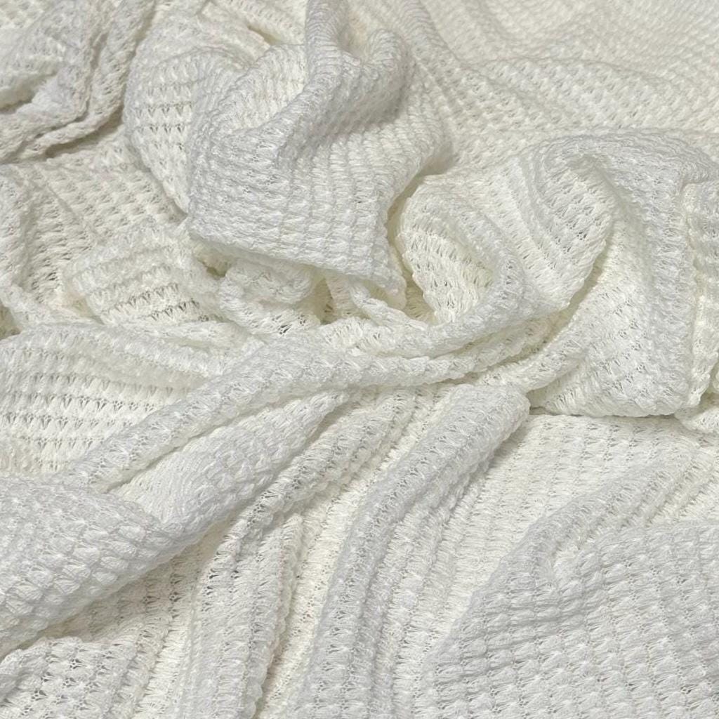 Open Weave Chunky Waffle Sweater Knit Fabric By The Yard | 250GSM Base Colors #2