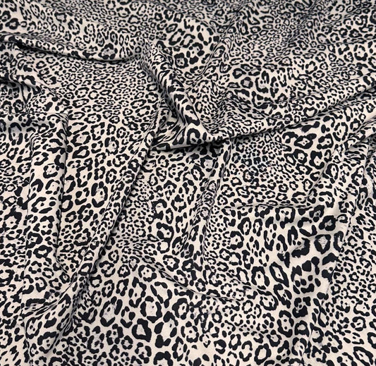 4 Way Stretch Print Nylon Spandex Fabric By The Yard Tricot Swim Wear Bikini Active Wear Small Animal Print Leopard Cheetah Black White
