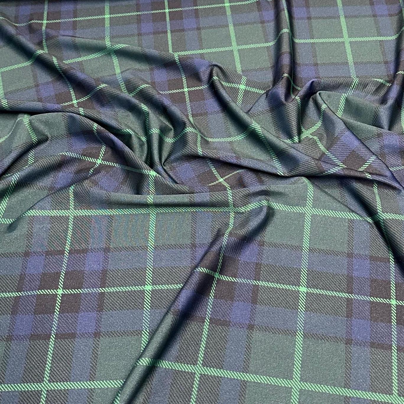 4 Way Stretch Assorted Print Nylon Spandex Fabric By The Yard Tricot Swim Wear Bikini Active wear Black Green Plaid Print 280 GSM