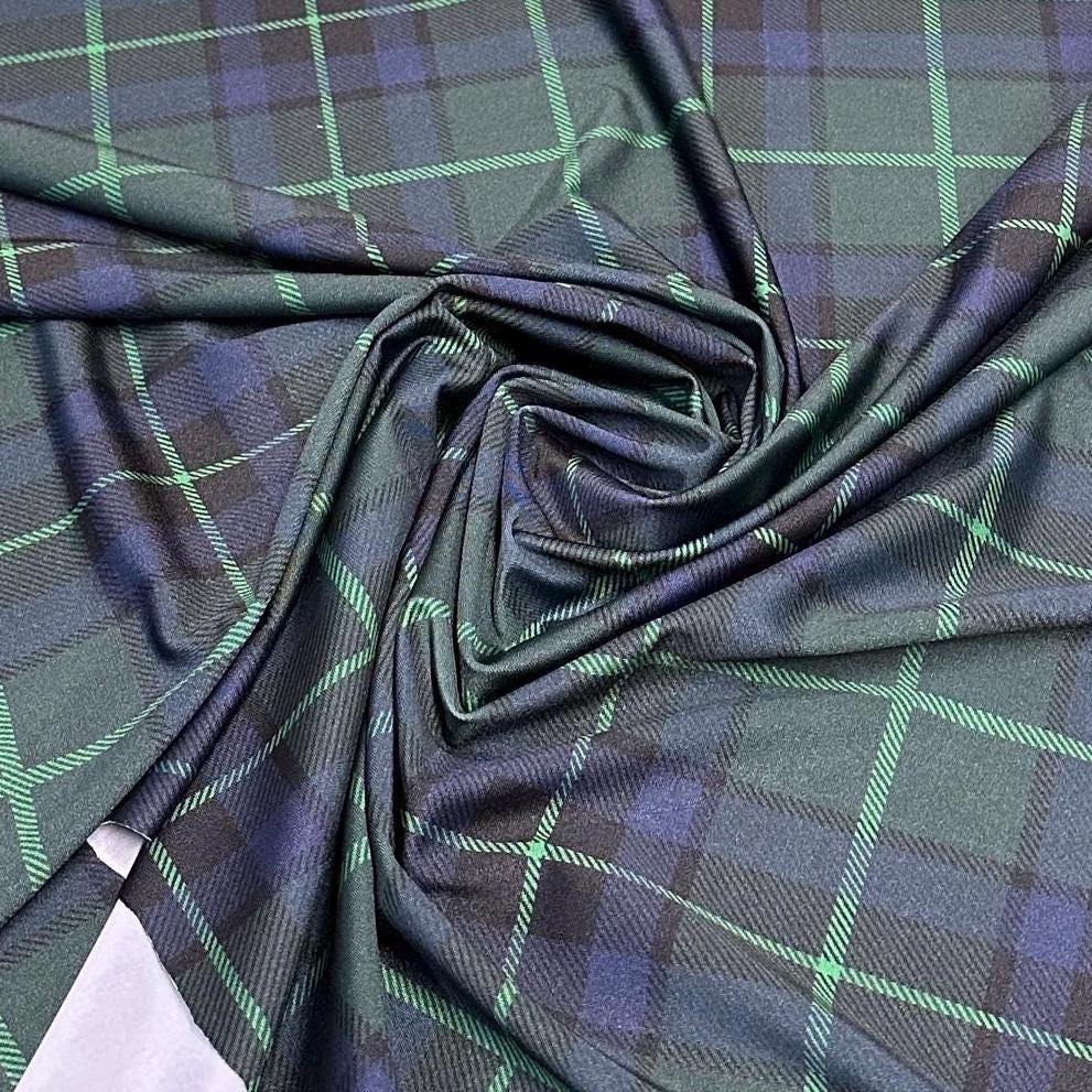 4 Way Stretch Assorted Print Nylon Spandex Fabric By The Yard Tricot Swim Wear Bikini Active wear Black Green Plaid Print 280 GSM