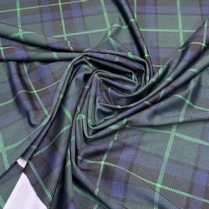 4 Way Stretch Assorted Print Nylon Spandex Fabric By The Yard Tricot Swim Wear Bikini Active wear Black Green Plaid Print 280 GSM