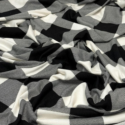 Soft Sweater Knit Buffalo Plaid  Checkered Fabric By The Yard | 220 GSM Open Weave