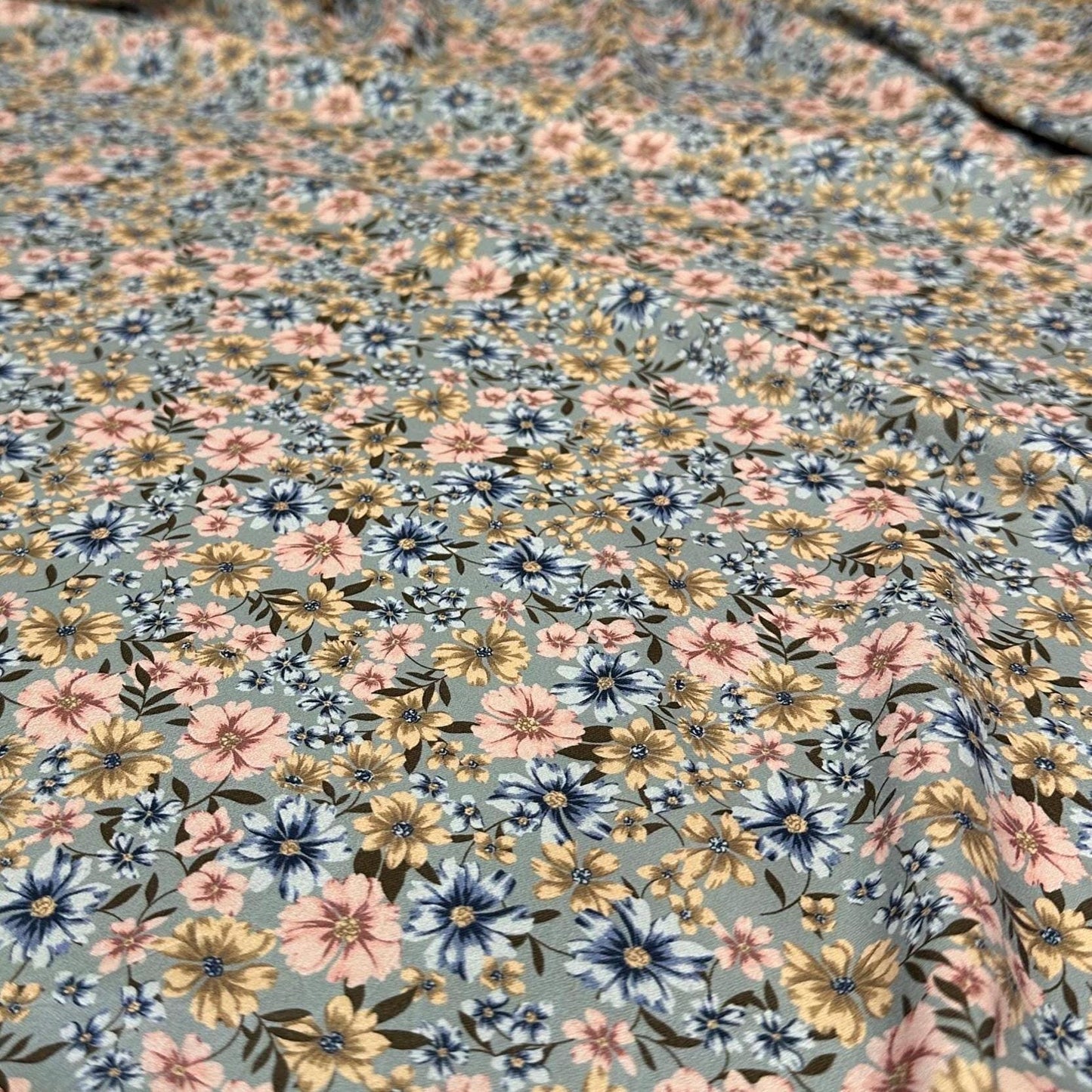 Airflow Woven Print Fabric By The Yard  Small Multi Color Summer  Floral Print Blue Rose