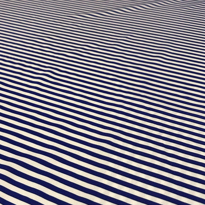 4 Way Stretch Print Nylon Spandex Fabric By The Yard Tricot Swim Wear Bikini Active Wear 1/4 Inch Classic Stripe Royal Blue White