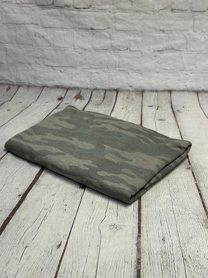 Bamboo Spandex French Terry Army Camp Camouflage Print