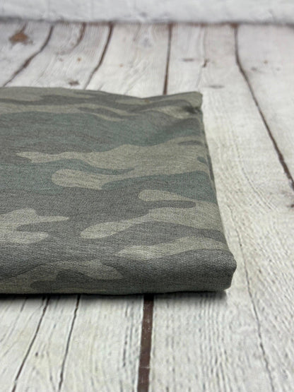 Bamboo Spandex French Terry Army Camp Camouflage Print