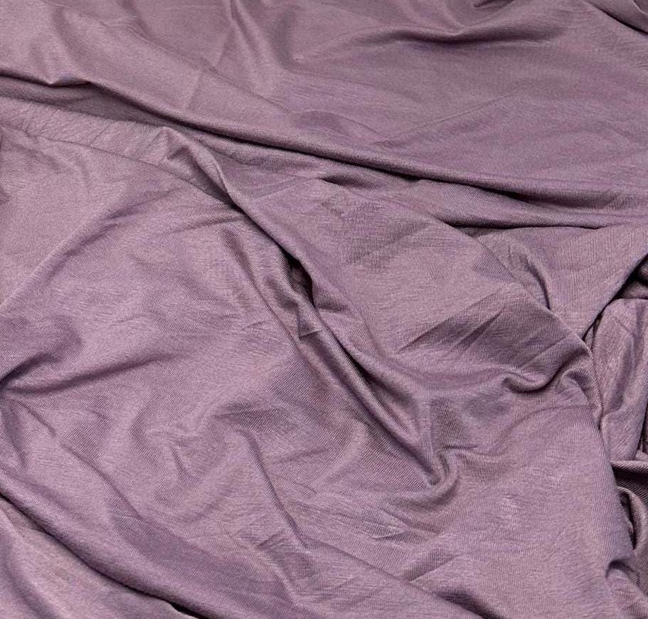 New Colors! 4-Way Stretch Bamboo Fabric| Soft Bamboo Spandex | Fabric By The Yard | For Dresses, Cardigans and Blouses | Dusty Purple Hues