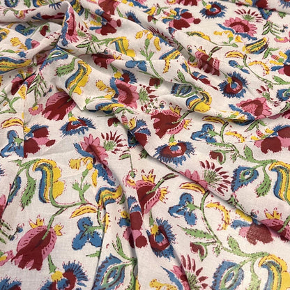 100% Cotton Gauze Vintage Foral Paisley Flower Print By The Yard