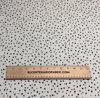 DBP 4x2 Rib Knit Mini Dot Double Brushed Polyester Spandex Vintage DitsyPolka Dot Monotone White Black Fabric By The Yard