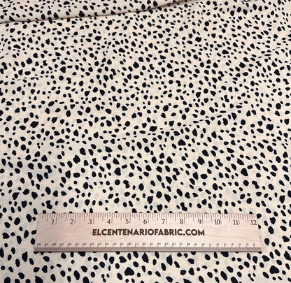 Airflow Woven Print Fabric By The Yard Nuetral Dots Cream Black