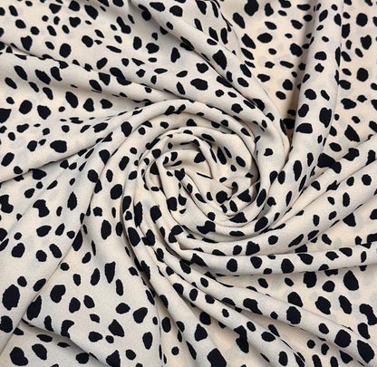 Airflow Woven Print Fabric By The Yard Nuetral Dots Cream Black
