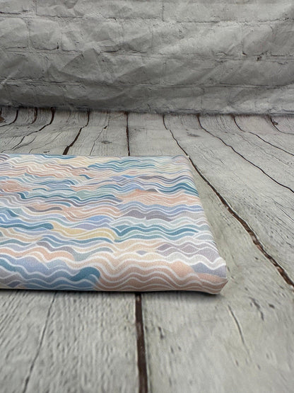 4 Way Stretch Print Spandex Fabric By The Yard Tricot Swim Wear Bikini Pastel Mini Multi Color Hazy Wave 280 GSM